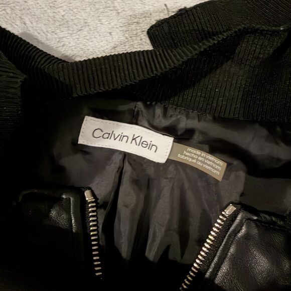 Calvin Klein Peplum Faux Leather Jacket - Picture 2 of 3